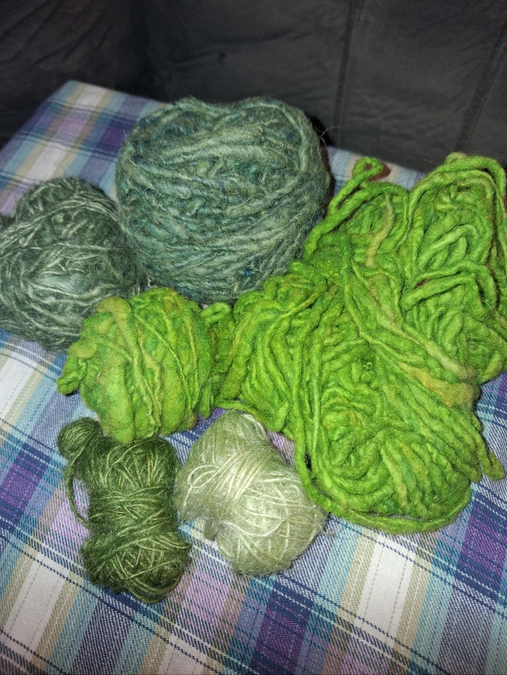 Shades Of Green Lightly Spun Wool